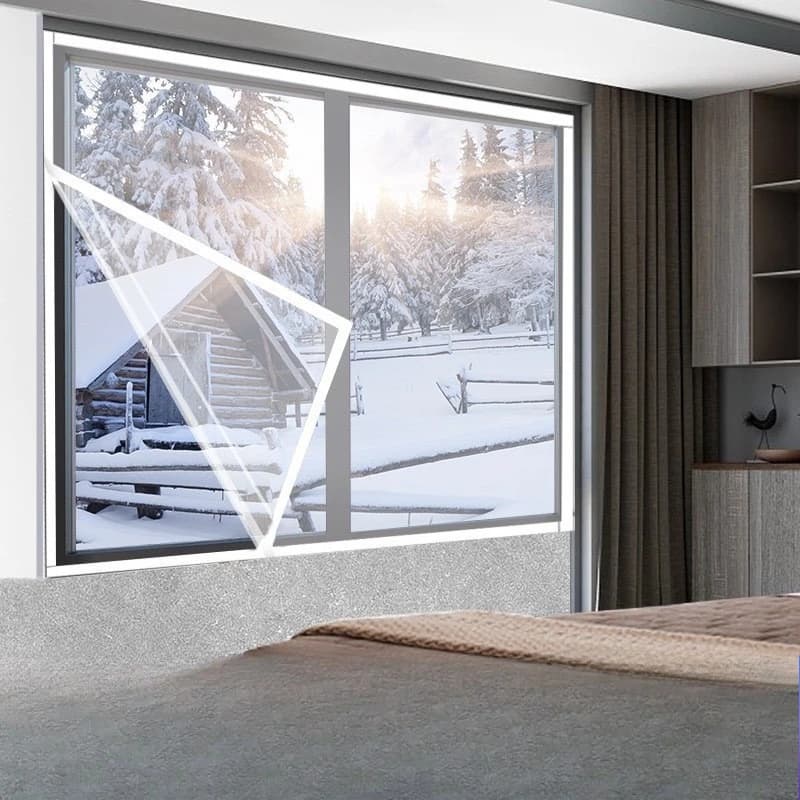Winter Transparent Sealing Window Screens Self Adhesive Windproof Warm Windows Film with Magic Tape Insulation Films Curtains
