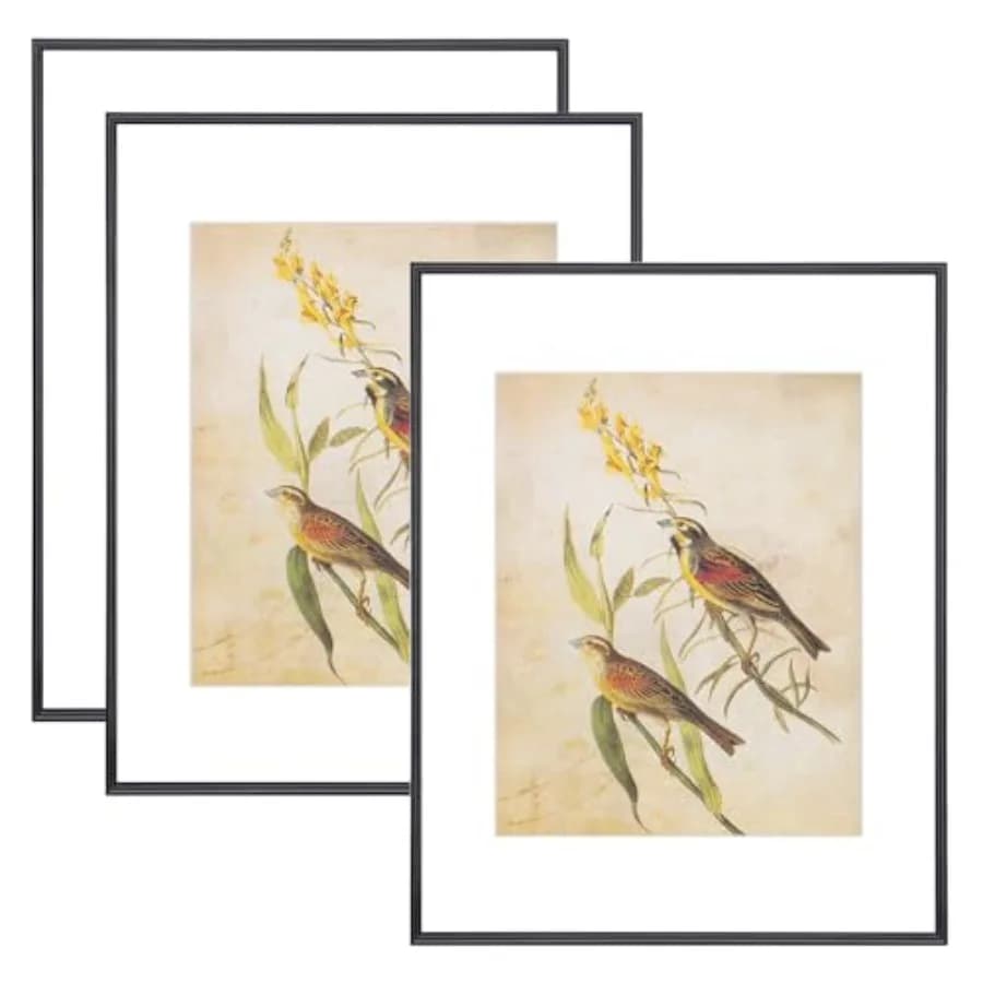 Set di 3 cornici per foto 11x14, moderne in alluminio con vetro HD, adatte per 8x10 con passepartout o 11x14 senza passepartout, verticali