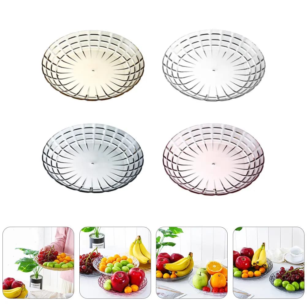 Set di 4 vassoi per frutta in plastica per alimenti, alla moda, porta snack per frutta, noci, caramelle, frutta secca, piatto da portata per uso domestico