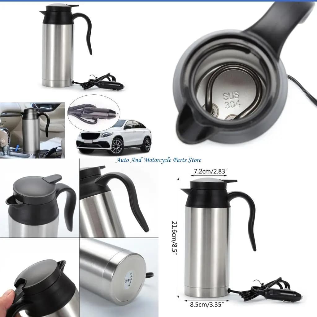 P9FD 12/24V Tazza riscaldante per auto portatile Bollitore elettrico Scaldabagno Tazza riscaldante per bottiglia