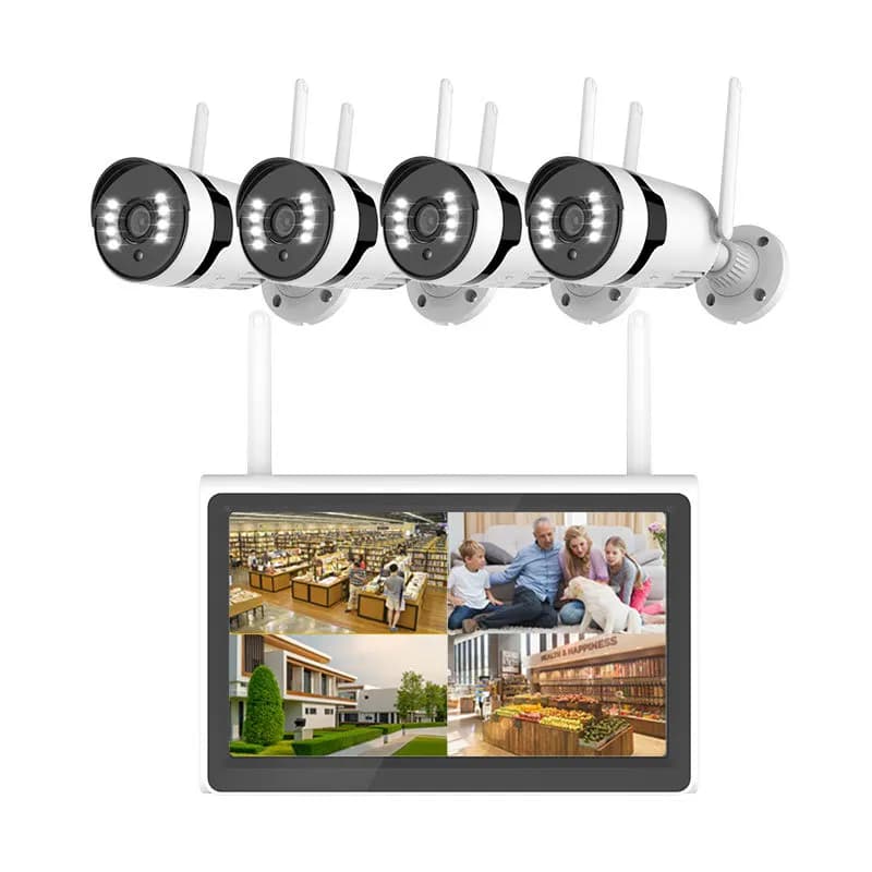 Sistema di telecamere di sicurezza wireless da 3 MP Telecamera WIFI audio bidirezionale Kit NVR 4CH Sistema di videosorveglianza con LCD da 10,1 pollici