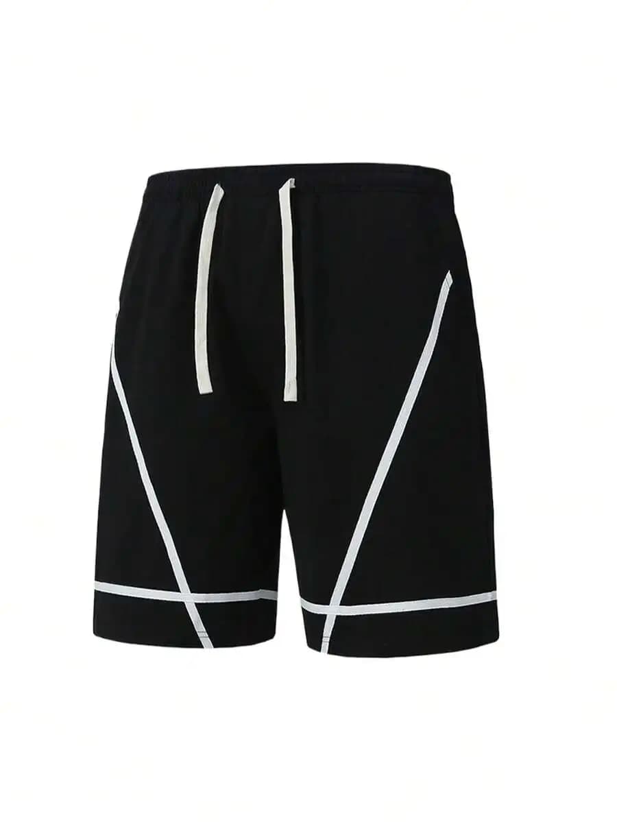Pantaloncini casual larghi da uomo estivi con strisce geometriche