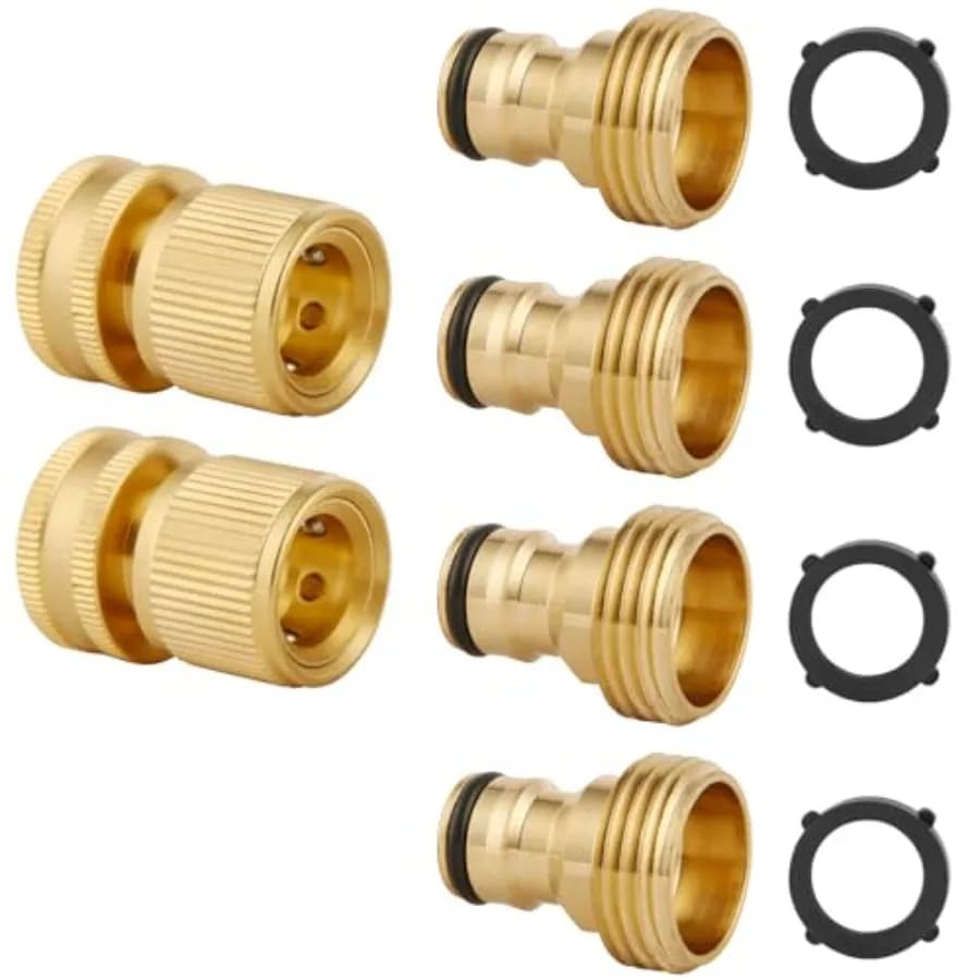Set di 6 Raccordi Rapidi in Ottone Massiccio per Tubi da Giardino, Adattatori Domestici a Connessione Veloce Senza Perdite