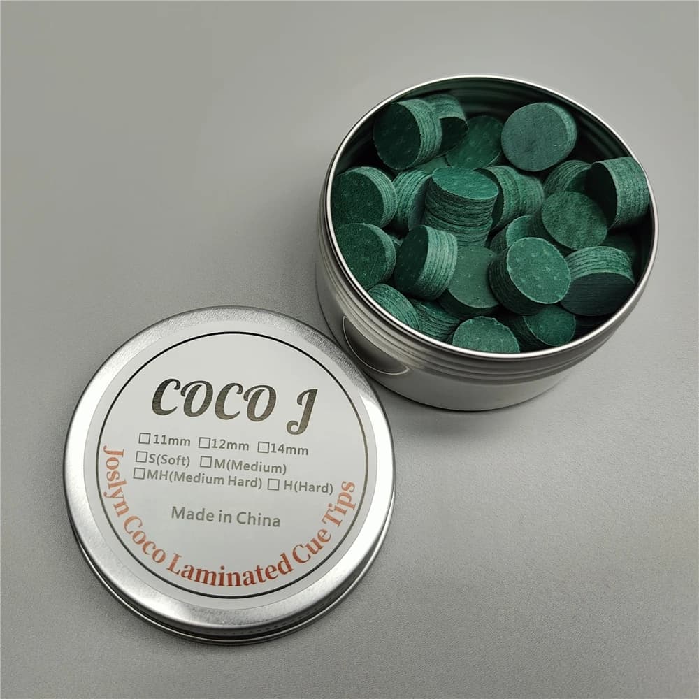 Punte per stecca da biliardo 14mm MH in pelle laminata Josyln CoCo punte da biliardo professionali 50 pz/scatola accessori da biliardo carambola medio duro