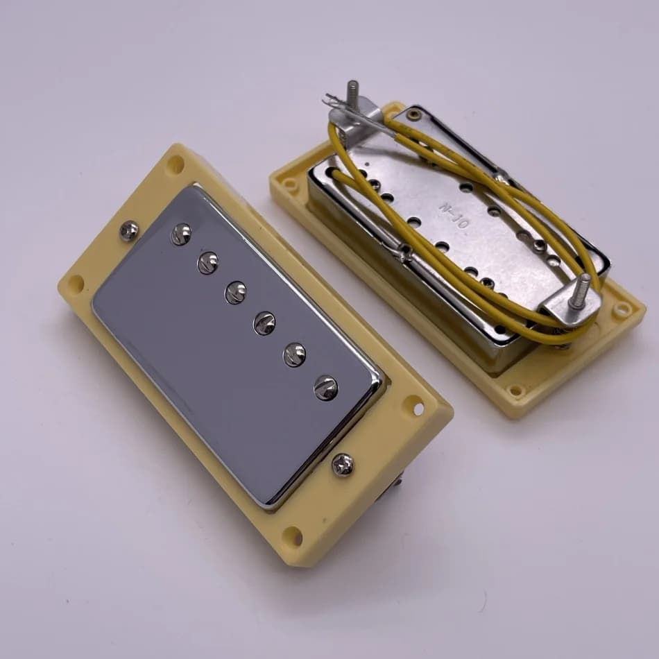 Pickup Humbucker per Chitarra Elettrica, Cromato, per Posizione Manico e Ponte, 50mm/52mm con Anello per Chitarra Elettrica Stile LP, Oro/Cromo