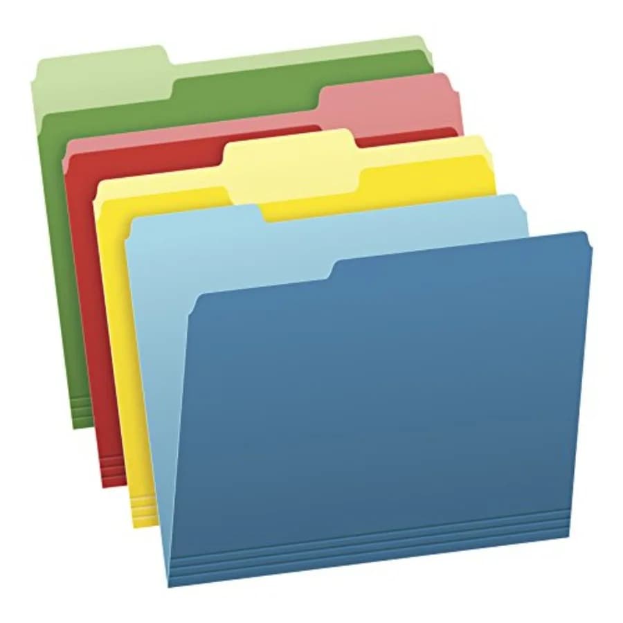Colored File Folders, 36 Pack, Letter Size 8.5" x 11",3 Tabs, Durable Paper, Assorted Colors: Green, Yellow, Red and Blue, Colo