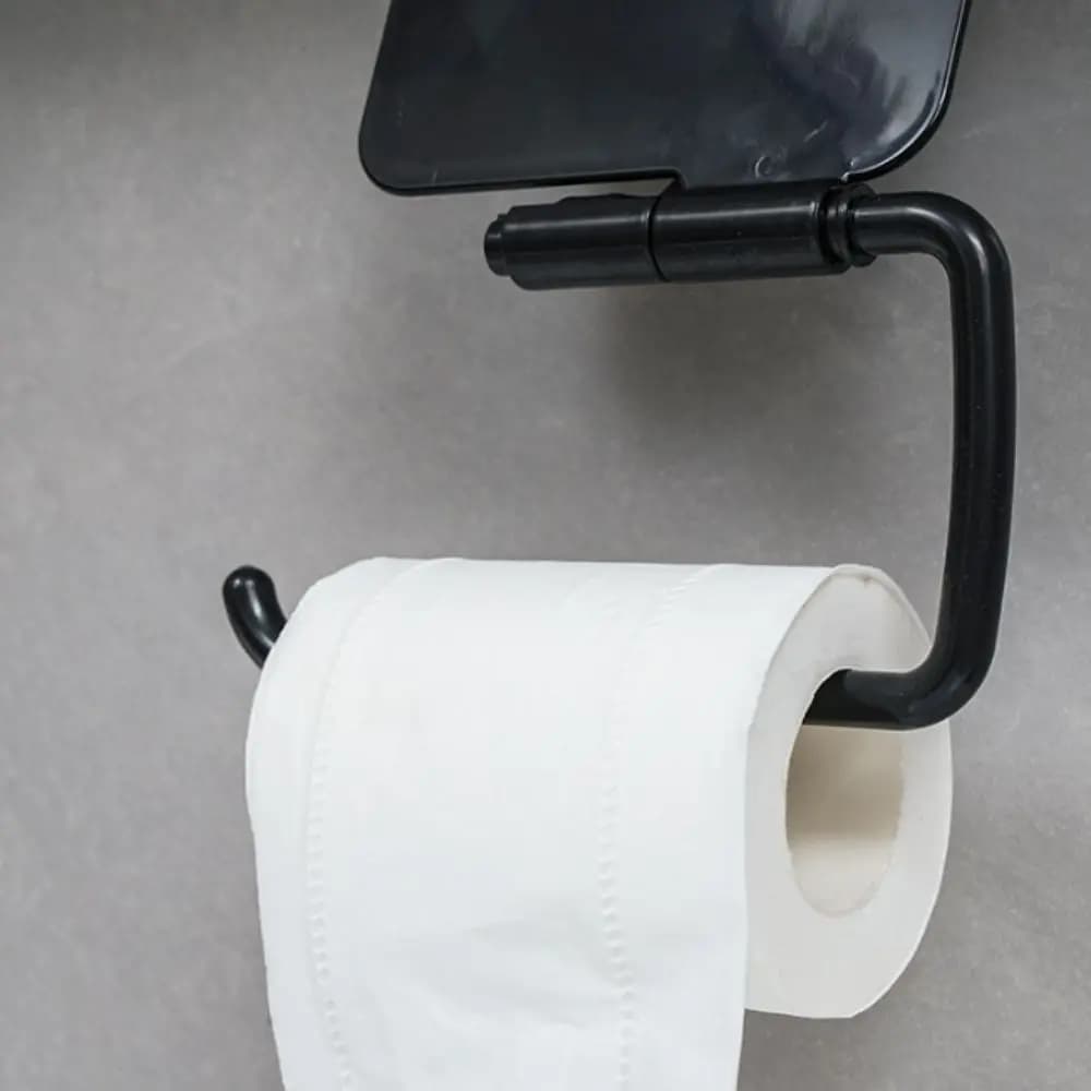 ABS Material Toilet Paper Holder Waterproof Black & White Bathroom Roll Paper Holder Sturdy Plastic Concise Modern