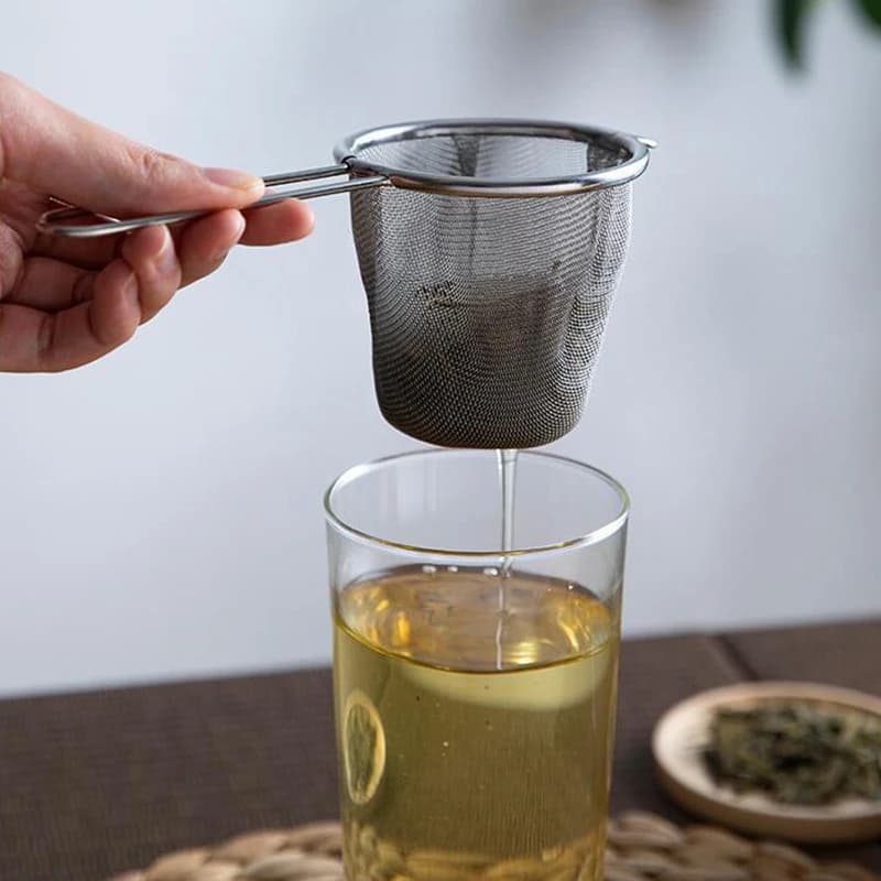 Infusore per Tè in Acciaio Inox, Filtro Riutilizzabile per Tè, Infusore a Forma di Orecchio Singolo per Teiera, Diffusore per Caffè, Erbe e Spezie con Manico