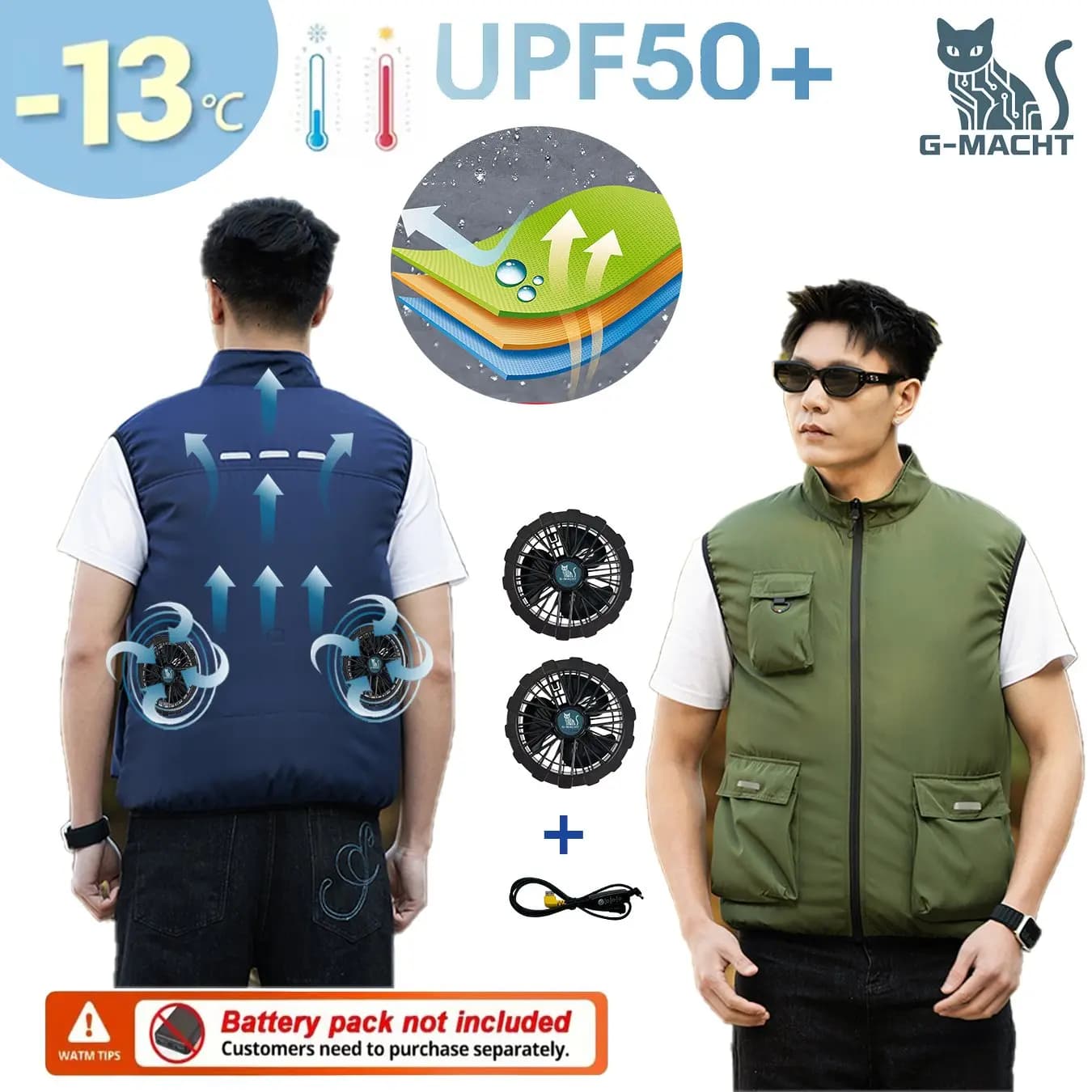 Gilet rinfrescante 2026 nuovo, con climatizzatore, 3 velocità, ventilatore indossabile, traspirante, senza maniche, per lavoro estivo all'aperto