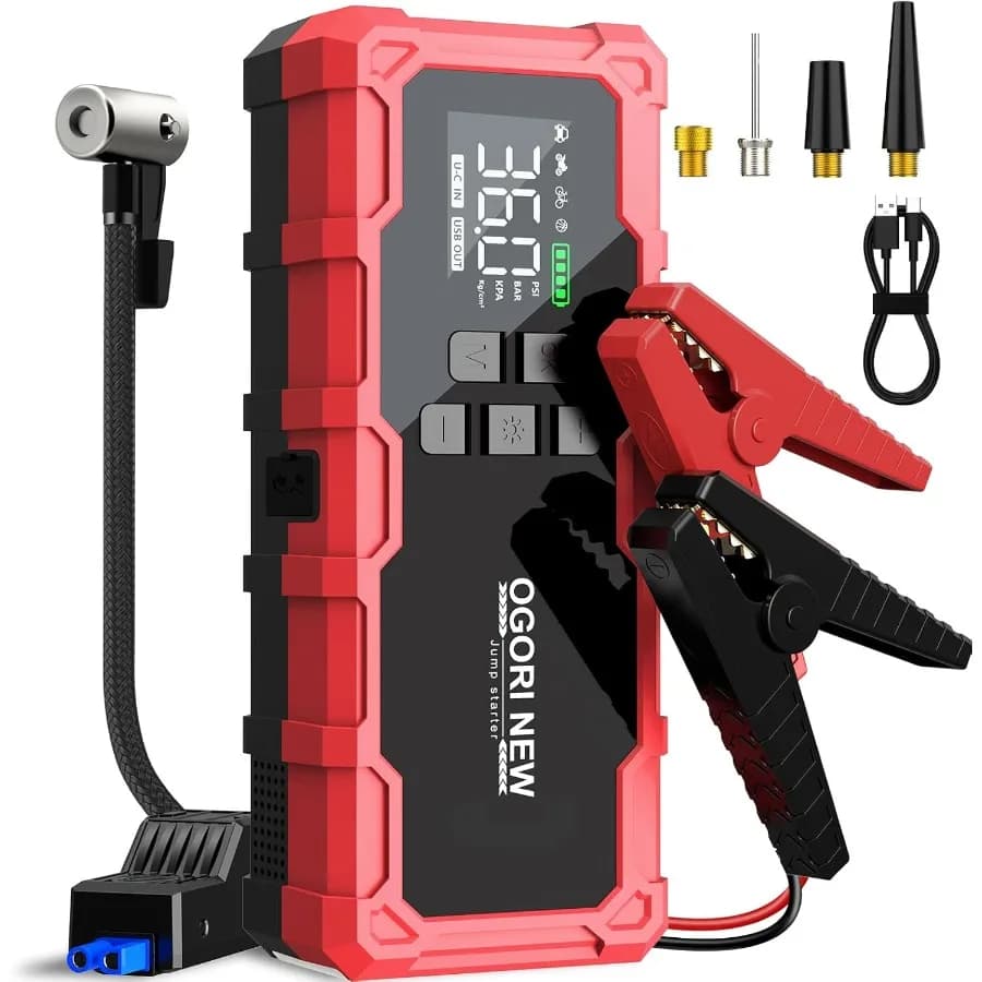 Avviatore di emergenza 7000A con compressore d'aria 21800mAh 150PSI Avviatore di emergenza per batteria per auto portatile per tutti i veicoli diesel da gas e 16 litri 12