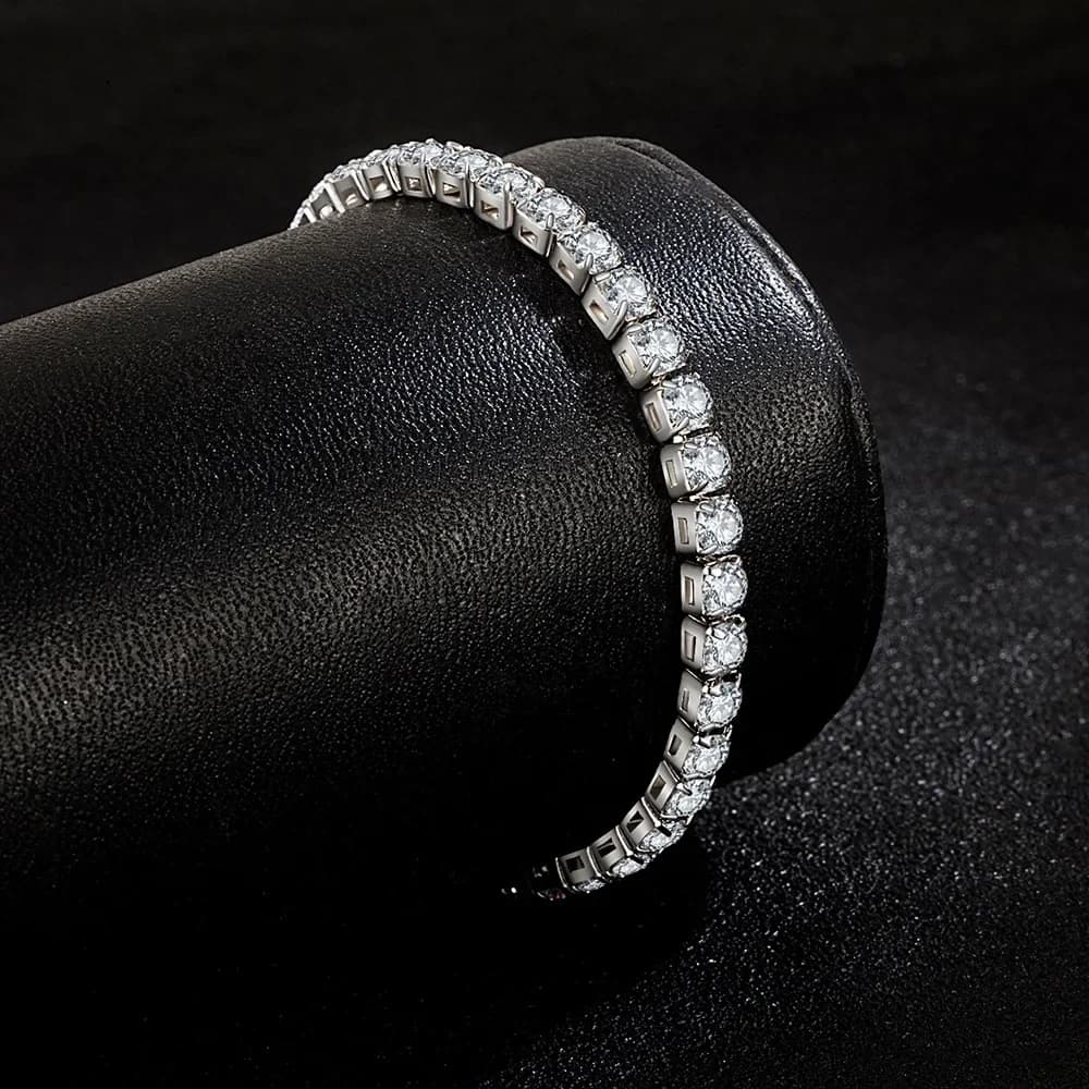 Bracciale in Argento Sterling con Zirconia, Stile Tennis Ball, Gioiello Semplice ed Elegante per Donne, Ideale per Fidanzamento e Matrimonio, Larghezza 4mm
