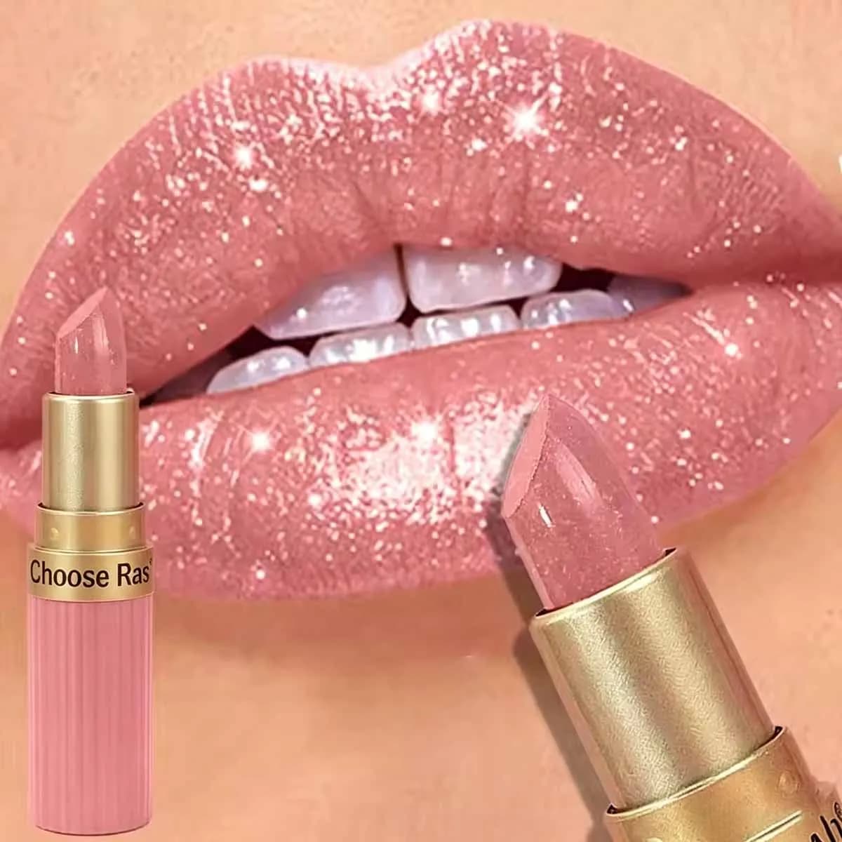 Polished Lipstick Metallic Luxury Brown Chocolate Brilliant Trick with Sparkling Pearls Long Life, Waterproof, Not Faded