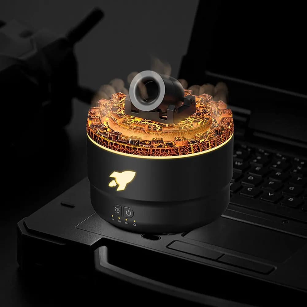 Umidificatore Aromatico Cannon Blast con Timer, Diffusore di Aromi a Forma di Torretta, Umidificatore per Aromaterapia, Umidificatore d'Aria per Camera da Letto