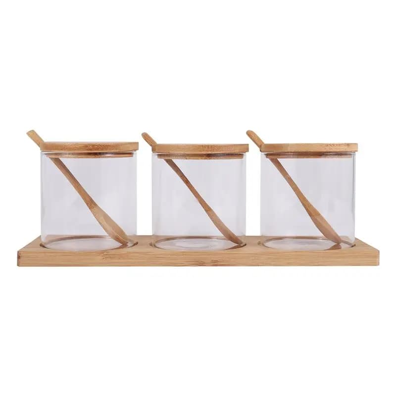 Barattoli per condimenti ABIY con coperchi e cucchiai, set di 3 barattoli per spezie, contenitori trasparenti per la conservazione di sale e pepe in cucina