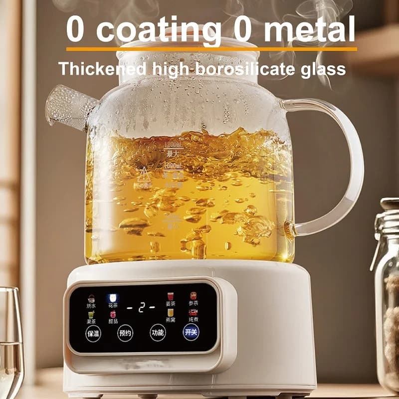 1.2L Multifunction Electric Kettle with Temperature Control, Shelves Glass Teapot, Timer Function, for Slow Fumigation, 220V
