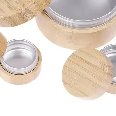 Bottiglia di bambù Barattolo di crema Maschera per nail art Crema Riutilizzabile Vuota Contenitore per trucco cosmetico Scatola di immagazzinaggio bottiglia 10/15/30/50/60/80/100g
