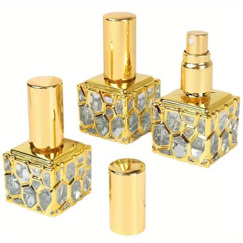 2PCS 10ml Refillable bottles Roller Bottle Spray Bottle Golden Essential Perfume Bottle Glass Roll-On Essential Oil Bottle
