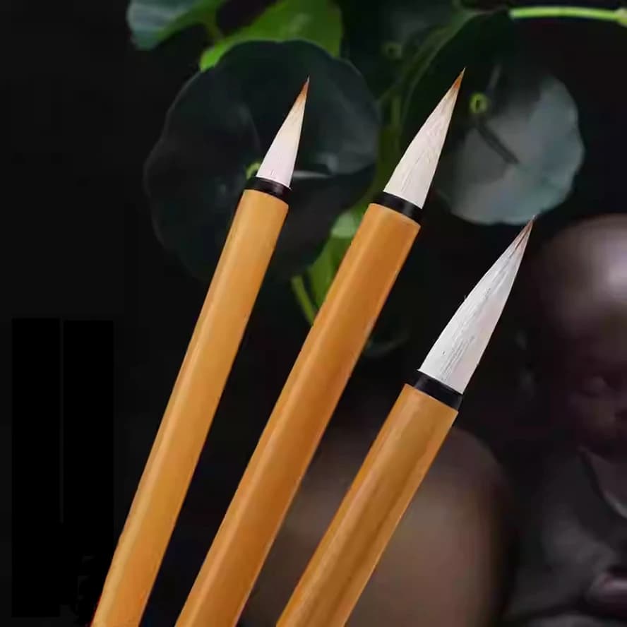 Art Supplies, Calligraphy Brush Set 3 Sizes, Mixed Goat/Wolf Hair, Wood Handle, for Beginners & Pros, Painting, Gift Box