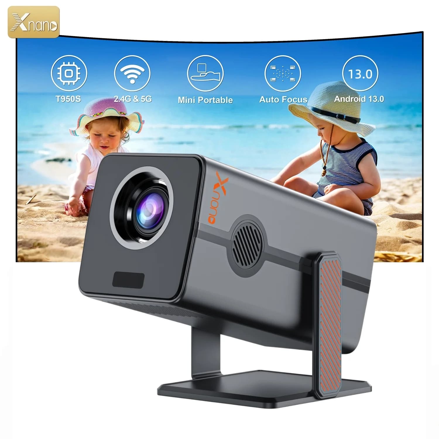 XNANO HM103-A Native 1080P Projector Android 13 Auto Focus T950S Chip 4K Support Voice Remote Portable Mini Home Theater Beamer