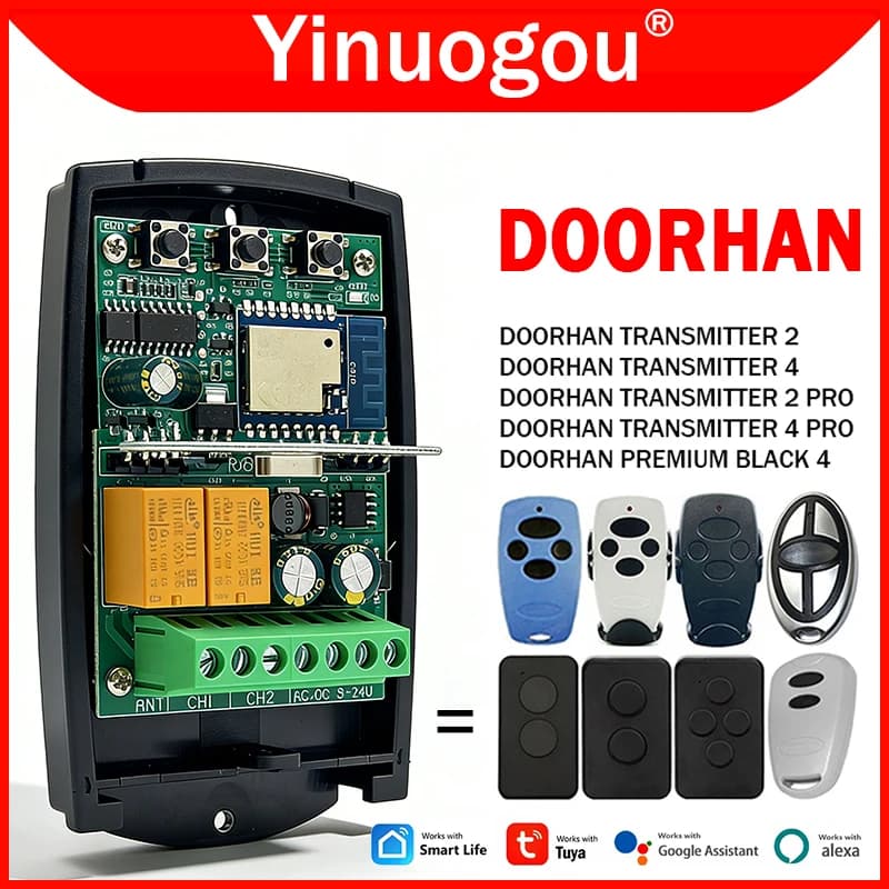 Per DOORHAN TRASMITTER - 2 4 PRO Tuya Wifi Porta Del Garage Ricevitore di Controllo Remoto 433 MHz Barriera Smart Switch Modulo Controller