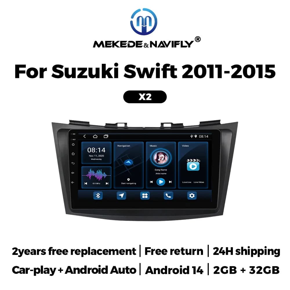 MEKEDE Android 14 Autoradio Stereo Per Suzuki Swift 2011-2015 Autoradio Lettore Multimediale di Navigazione WiFi 2Din 9 pollici CarPlay