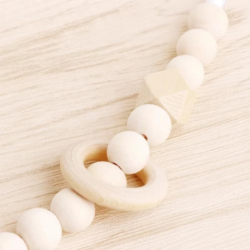 J15U Catene per ciuccio in legno fatte a mano Catena per dentizione Massaggiagengive per bambini Clip per ciuccio Catena