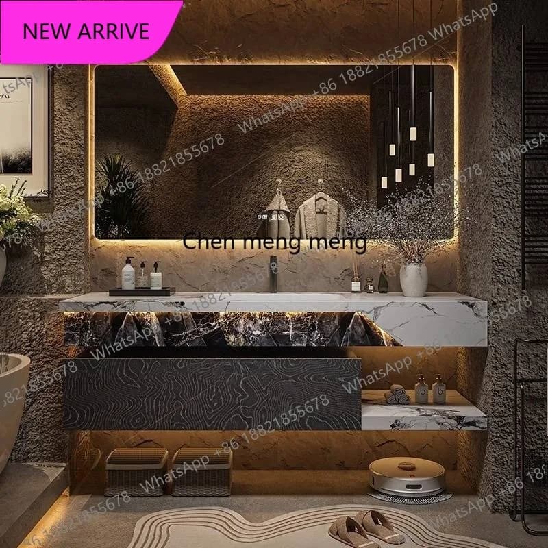 Mobile Bagno Classico Moderno C85 Sospeso con Lavabo Europeo, Specchio e Armadietto Contenitore Smart - Meuble Salle De Bain