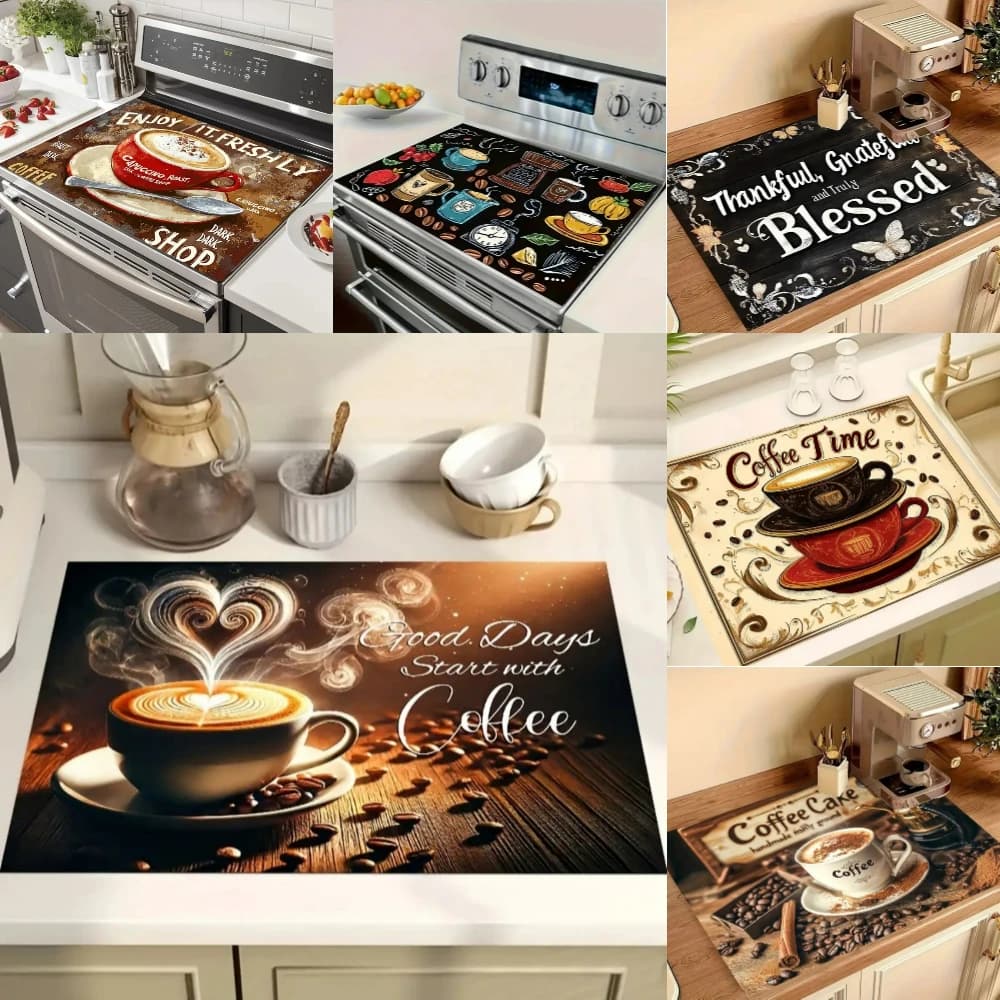 Absorbent Non Slip Coffee Machine Drip Mat with Rubber Sole Anti Dirt Splash Pad Tray for Kitchen Counter Sink Countertop Decor
