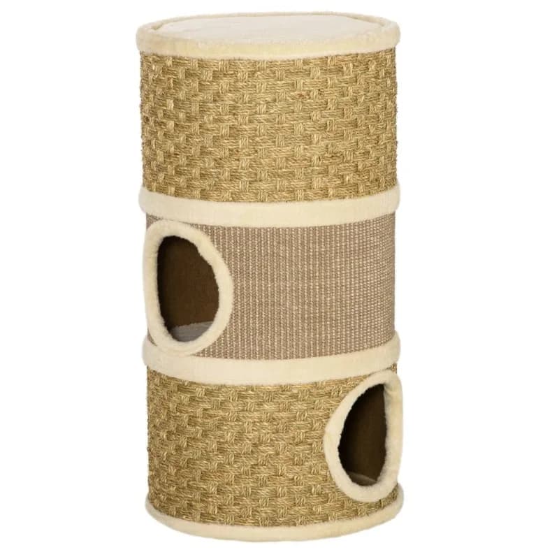 Appartamento per gatti a 3 piani con tiragraffi in sisal, casa per gatti a forma di secchio, mobili da gioco per gatti con albero per gattini multistrato per gatti