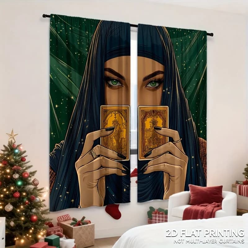 VIKAMA 2PC Tende per porta con carte dei tarocchi, decorazioni creative per la casa, per soggiorno e cucina