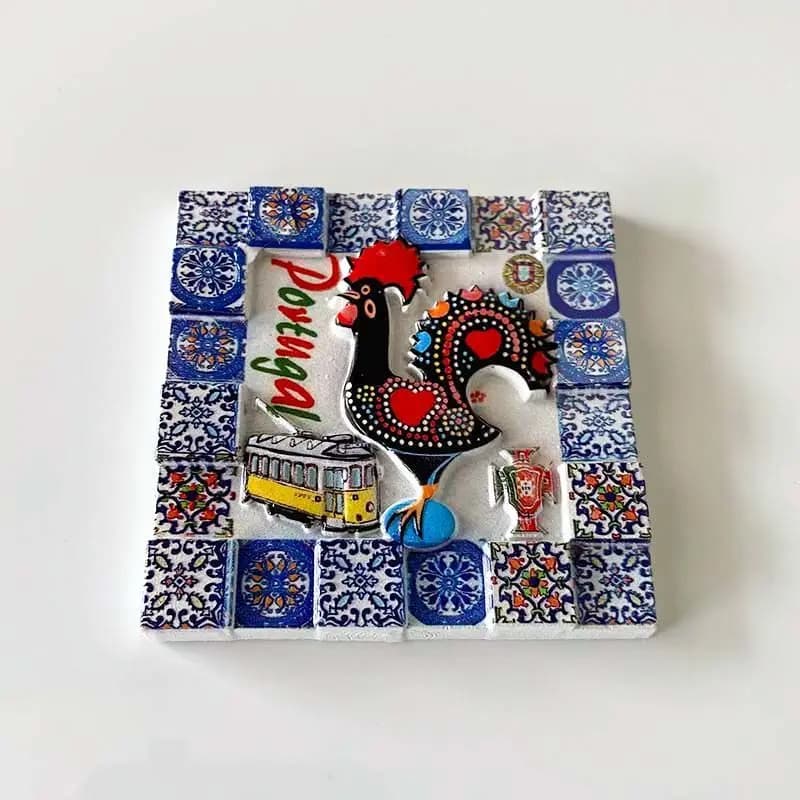 Portogallo Creativo Viaggio Souvenir Magnete da frigorifero Gallo Piastrella Regalo magnetico 3D personalizzato