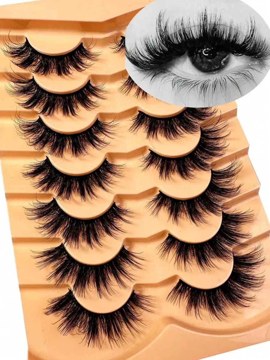 Ciglia Finte Effetto Naturale, Ciglia Striscia Effetto Eye of Cat, Ciglia Effetto Eye of Fox, Pack of 7 Paia