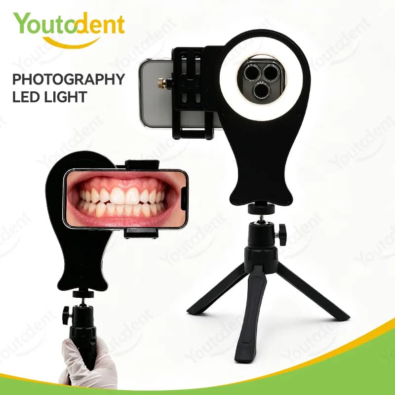 Dental Photography Filling Light Adjustable Brightness Warm/White Ring Lamp for Mobile Phone Rotatable Dental Light