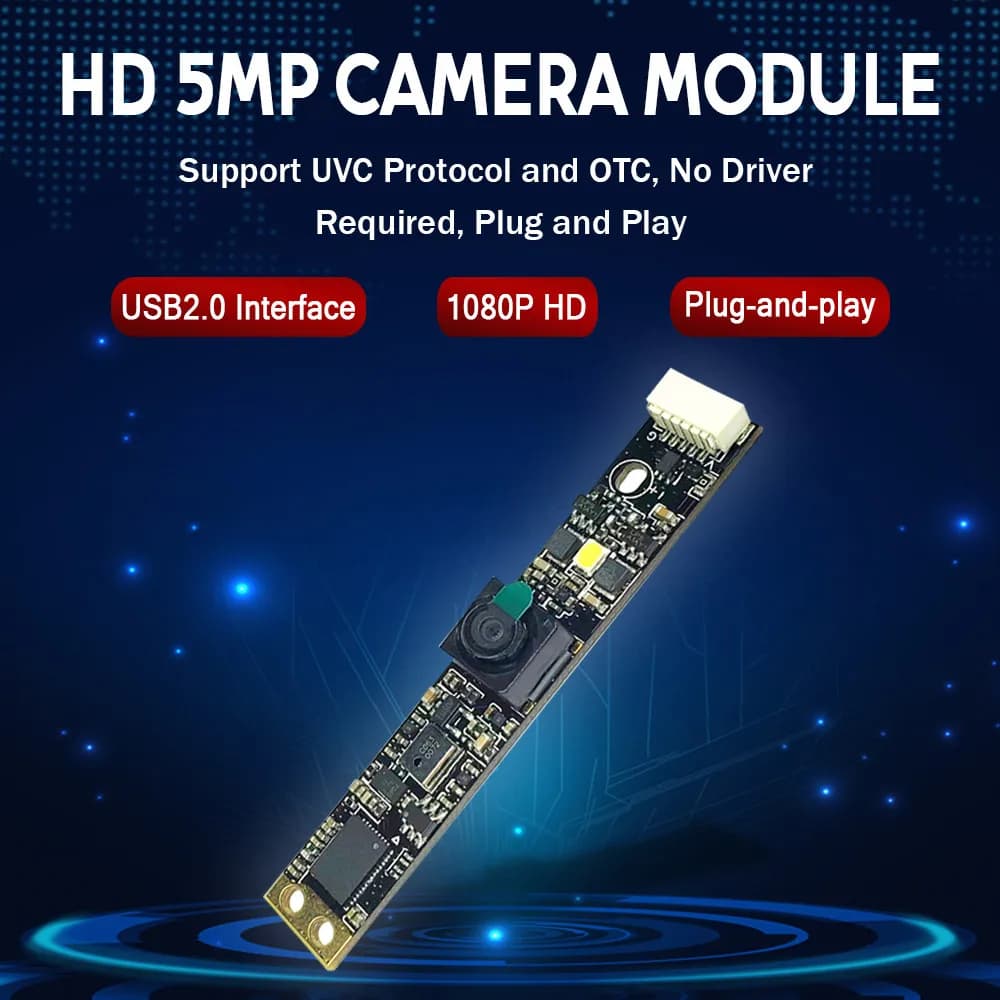 68 120 gradi OV5648 modulo fotocamera USB con luce Flash e microfono senza Driver per il controllo accessi Gate HD 5MP