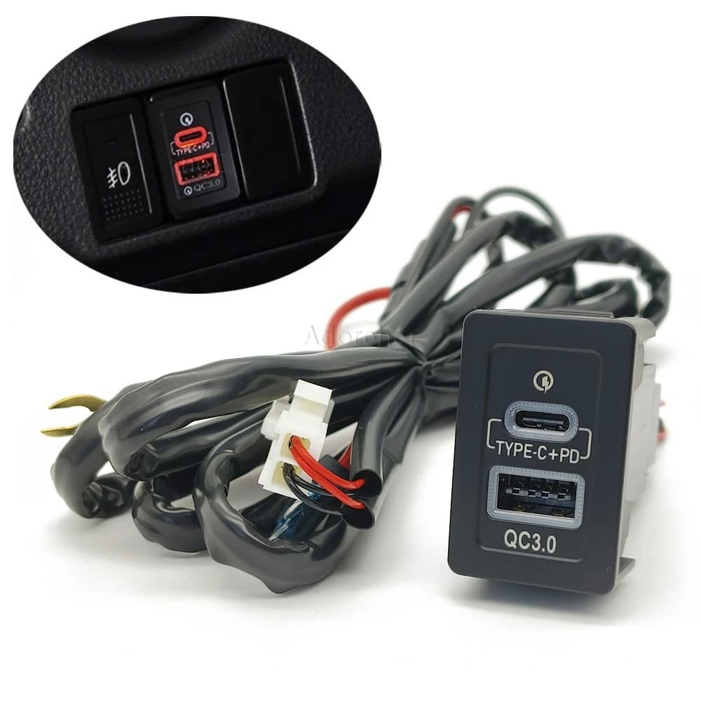 Caricatore Rapido per Auto con LED Arancione, Interfaccia USB TYPE-C PD QC3.0, Presa di Ricarica per Suzuki Swift SX4 e Vitara