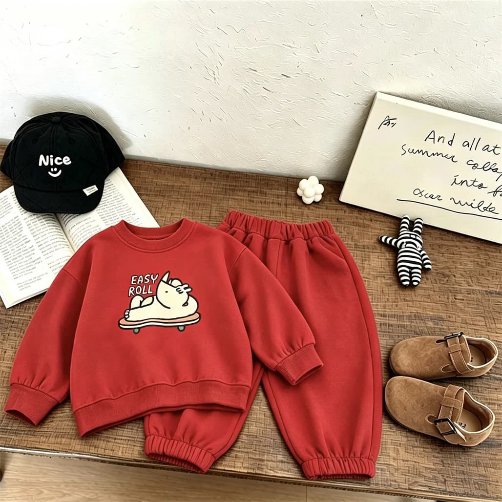Fashion 2Piece Set Children's Spring Autumn Clothes Trendy Sweatshirt+Pants Casual Crewneck Hoodie Loose Sweatpants Tracksuits