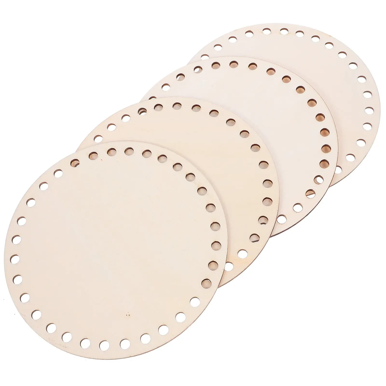 4 pcs. Mini fixed frame for cross stitch, wooden base for bag, crochets, support for DIY weaving, round base for wallet, handicraft