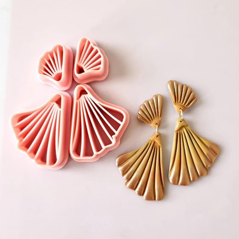 2/4PCS GINKGO LEAVES Set di taglierine per argilla polimerica Mezza foglia di ginkgo Ciondola l'argilla Foglie in rilievo Boho Autunno Autunno Orecchini Frese