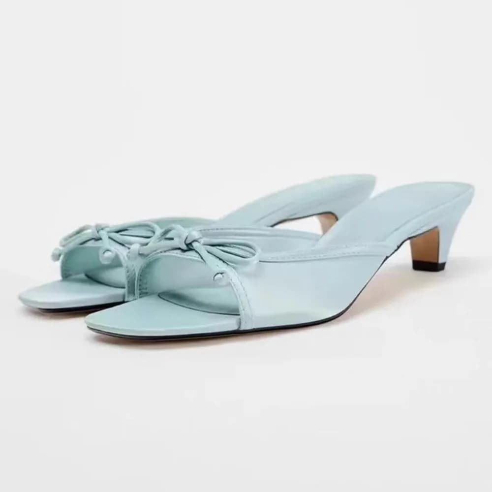 Pantofola da donna in seta open toe moda estiva slip on elegante abito sottile con tacco basso scarpe da donna diapositive Zapatillas De Mujer