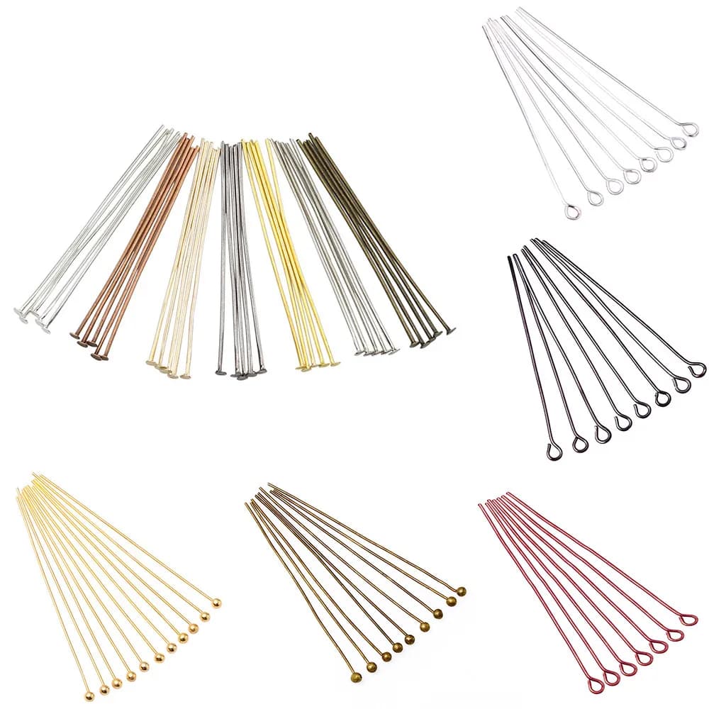 100-200 Pz/Lot 10-70mm Head Eye Head Flat Spilles Gold Plated Head Ball Pins for Jewelry Results That Make Accessories Supplies 2030