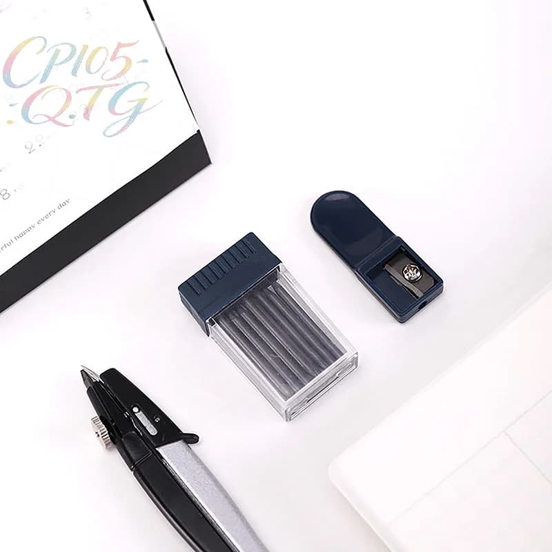Hot Sale 1 Set Mine Compas Pointer Sharpener Pencil Lead Stationery Compass Core With 2mm Manual Office Portable Storage