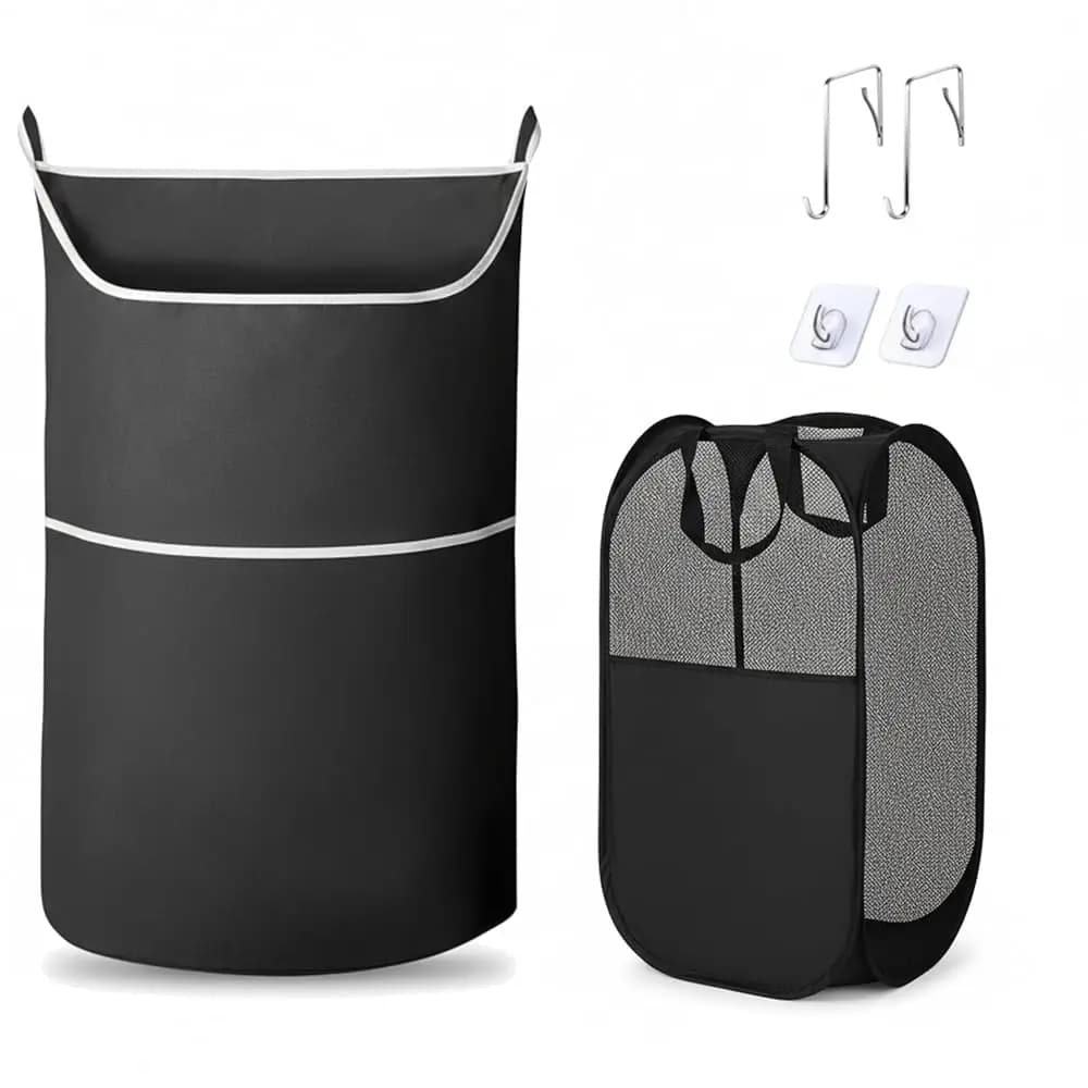 Cesto portabiancheria 2-in-1 da appendere + Cesto portabiancheria a rete pop-up, borsa XL da appendere sopra la porta 36x22 pollici con cerniera inferiore e tasca frontale