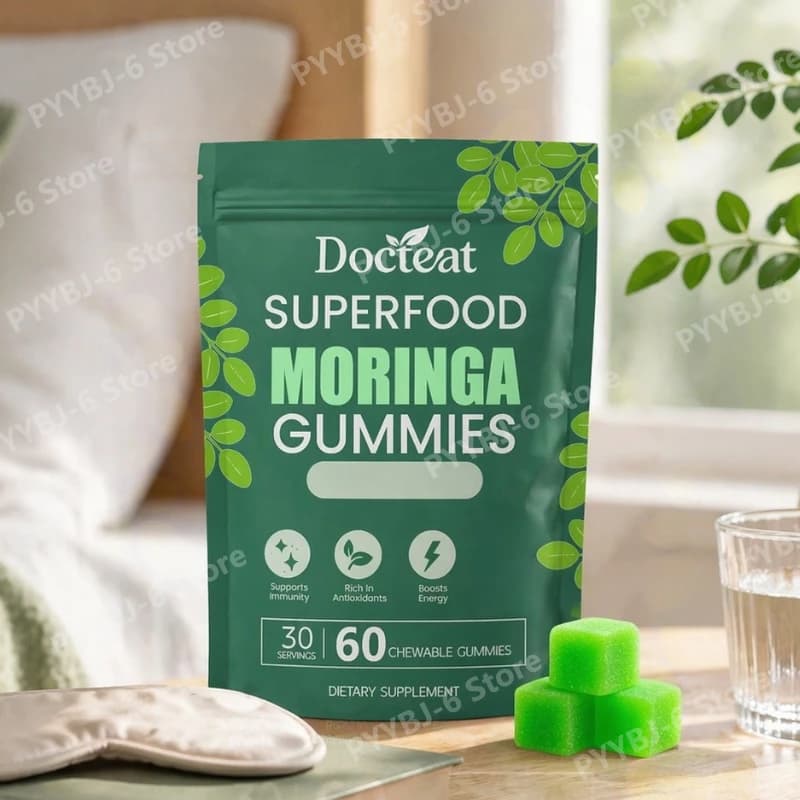 Gommose Superfood Moringa con Vitamina C, D3, B12, Supporto per Immunità ed Energia, Ricche di Antiossidanti, 60 Gommose, Integratore Alimentare
