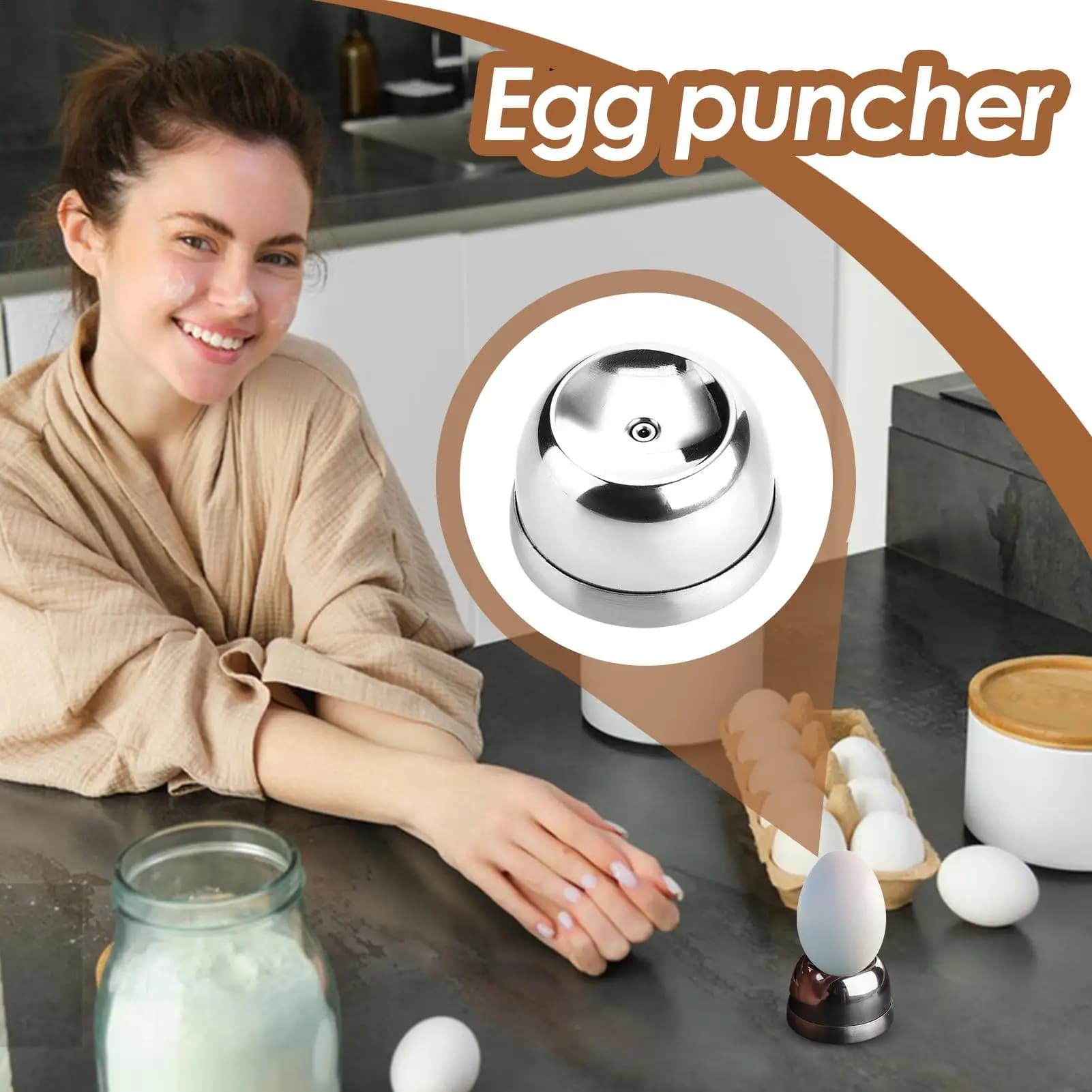 Stainless Steel Egg Pricker Piercer Anti-Rust Needle Tool for Baking Steaming, Easy Punch Opener for Boiled Eggs Kitchen gadgets