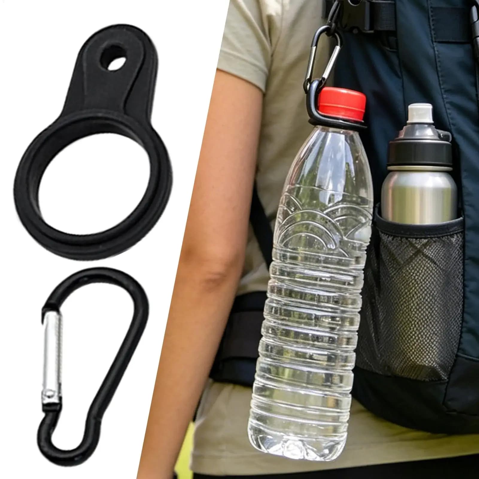 Silicone Carabiner Water Bottle Holder Secure Non-Slip Clip For Hiking Camping Travel Cycling, Attach To Backpack, Purse, Belt