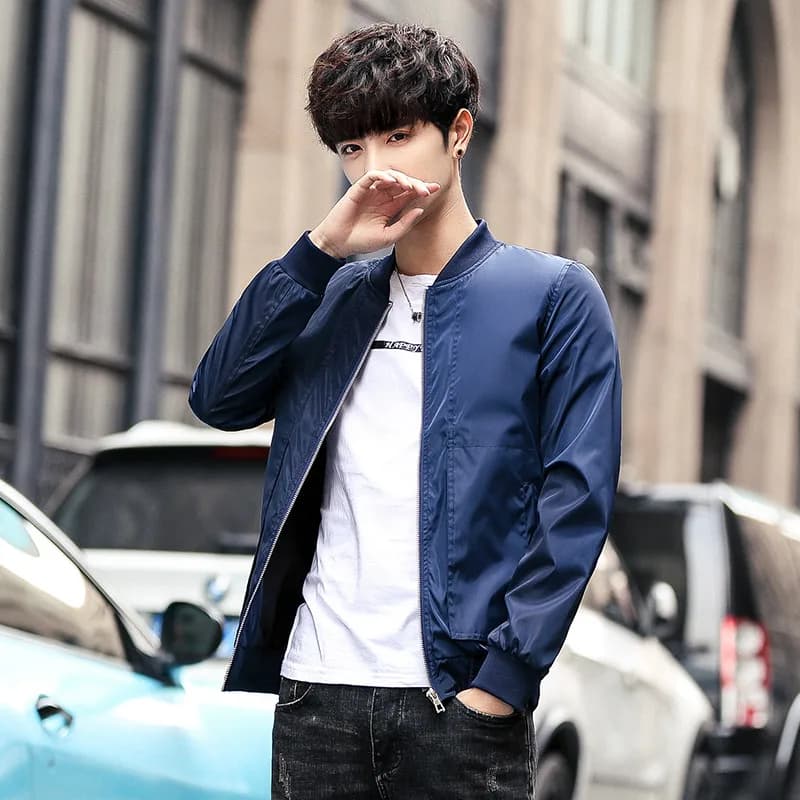 Giacca da Baseball Corta e Sottile per Uomo, Elegante e alla Moda, Slim Fit, Primaverile e Autunnale, Camicia Estiva Trendy a Maniche Lunghe