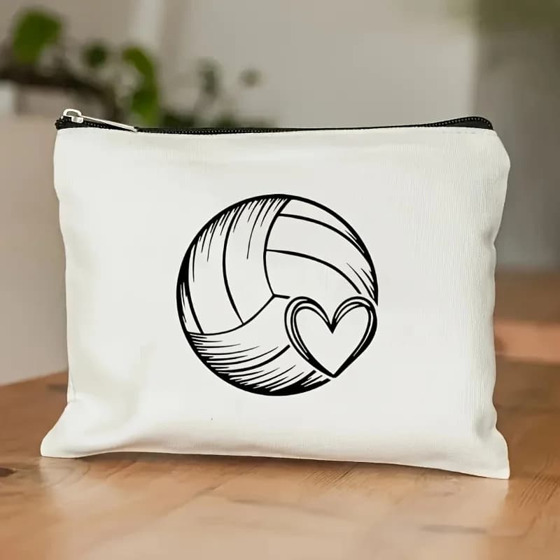 A volleyball themed makeup bag: nice multifunctional case with zipper for woman, bag to store jewelry