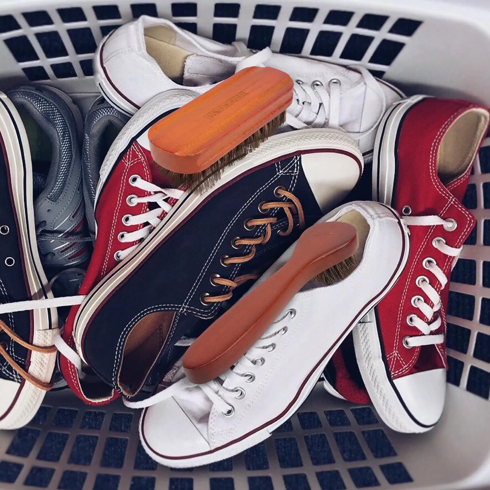 Kit di 2 spazzole per la pulizia delle scarpe con setole in crine di cavallo, morbide ma efficaci per lucidare le scarpe e curare il calzolai.