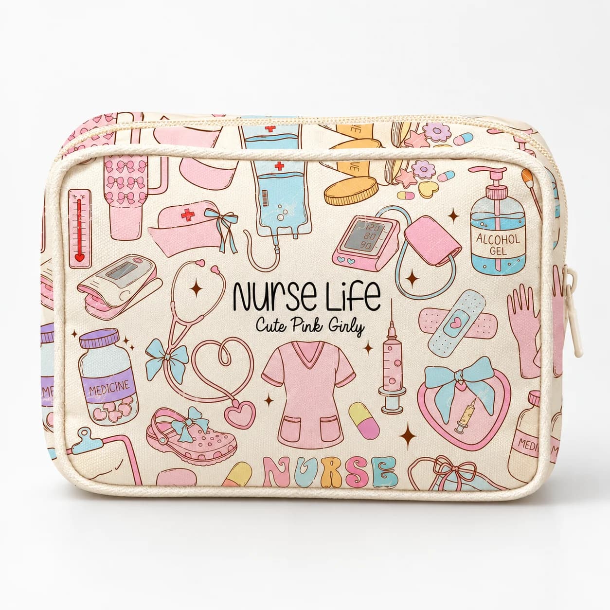 Medicine Bag Cute Printed Medicine Organizer Medical Bag Travel Medicine Organizer First Aid Bag Pill Box Zipper Storage Pouch