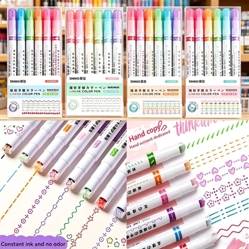 Set of 6 Flower Shape Pens, Evidencers with Curva Point, Kawaii Gate Pens, Sculpture Accessories